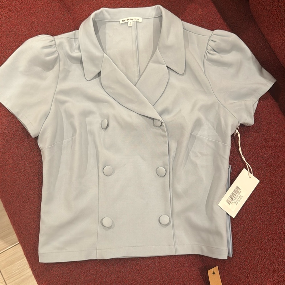 BNWT Reformation Benicio Top in Sky Blue